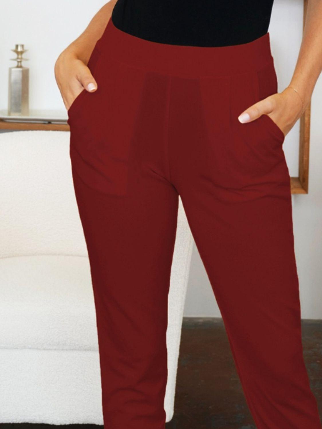 Pocketed High Waist Skinny Pants - Trendy by Luna