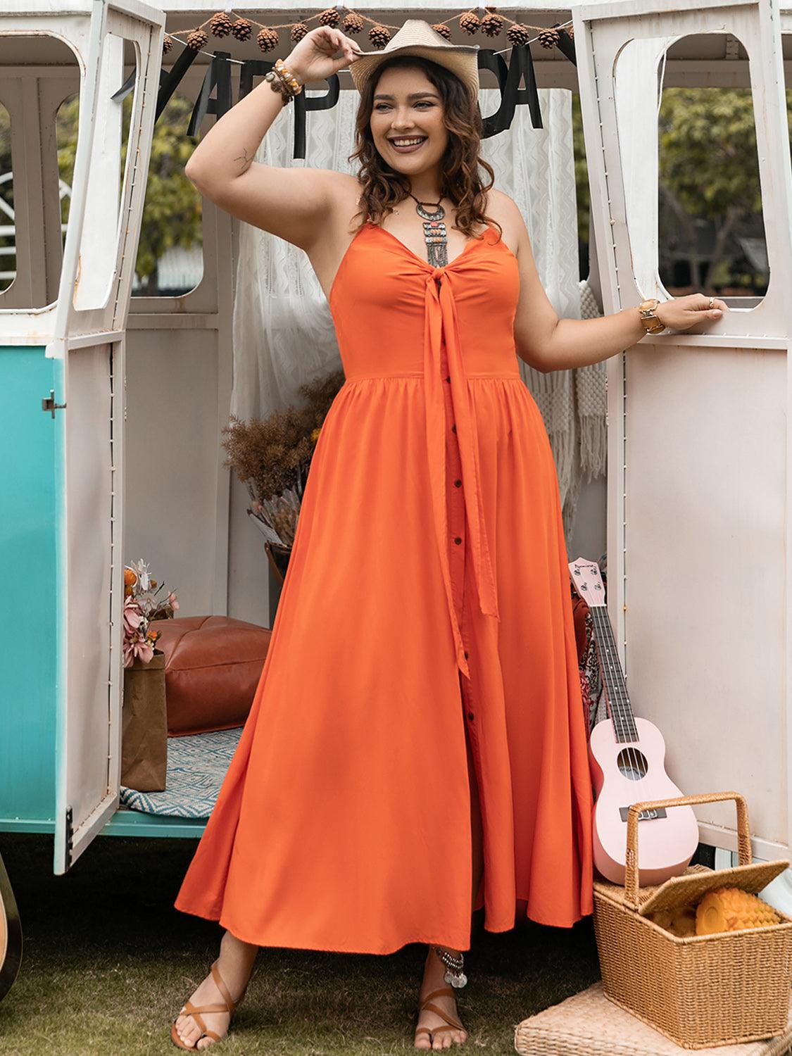 Plus Size Halter Neck Midi Dress - Trendy by Luna